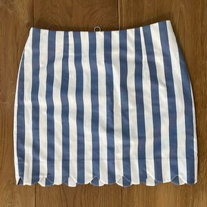 Impeccable Pig S Boutique Striped Mini Skirt, Zip back, scallop edge adorable!
